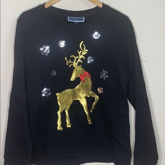 Karen Scott Plus Size Sequined-Reindeer Sweatshirt - Picture 2 of 4